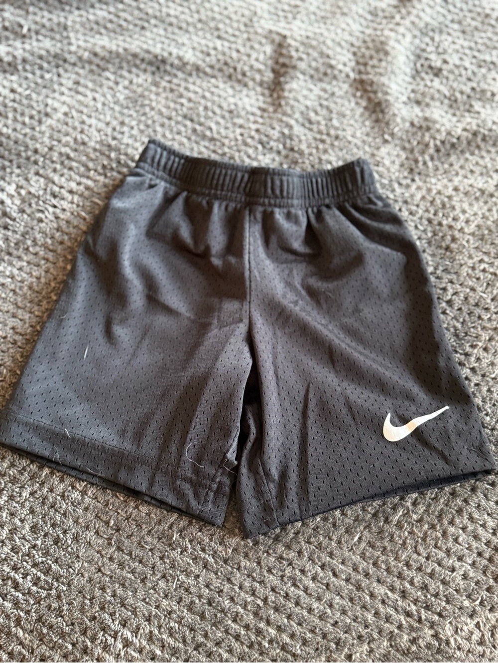 Nike Black Kids Mesh Shorts with White Swoosh